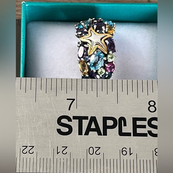 Effy Seaside Silver & 18K Gold Multi Gemstone Starfish Ring size 7 with receipt - Picture 9 of 13